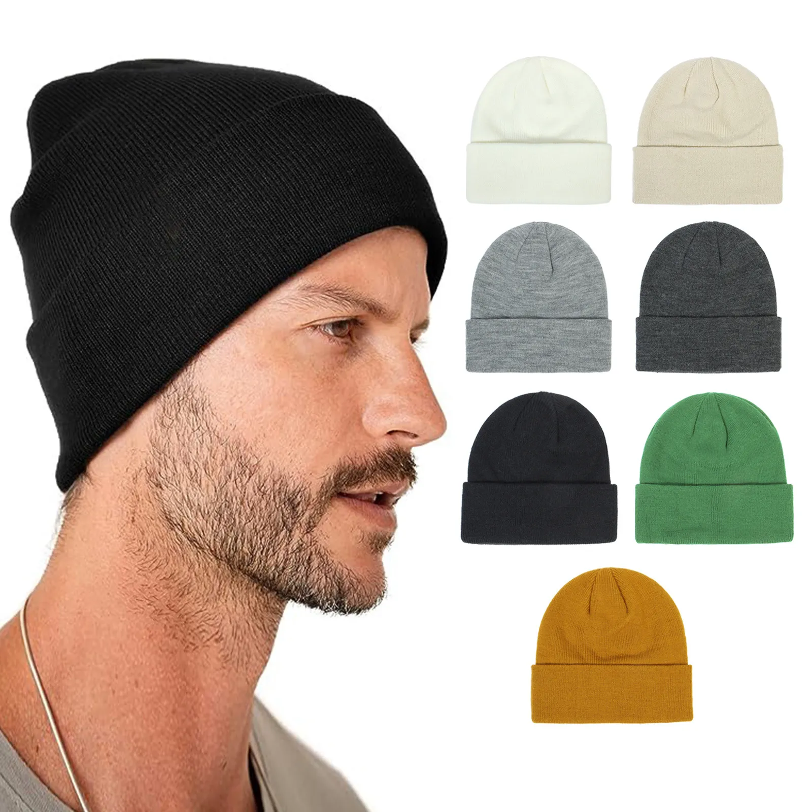 Berretto invernale moda per donna uomo ragazzo ragazza berretto con teschio all'uncinetto cappello stile hip hop tinta unita unisex autunno berretti lavorati a maglia berretto accessori selvaggi M259N