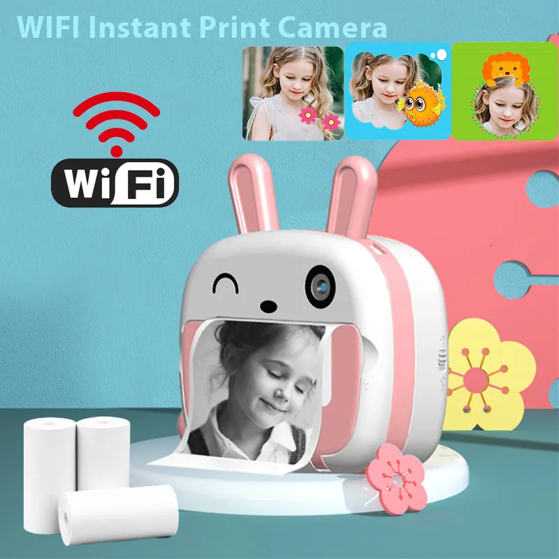 Caméras jouets caméra d'impression instantanée pour enfants imprimante à papier thermique sans fil WIFI téléphone 4K 1080P HD vidéo enfants numérique 230911