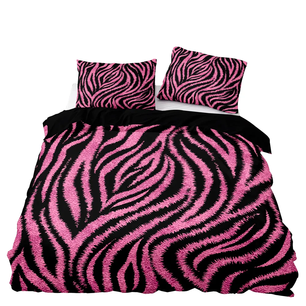 Conjuntos de cama Estilo Americano Conjunto 240x220 Rosa Leopardo Padrão Duveta Capa com Fronha Único Duplo King Consolador Cama 230911