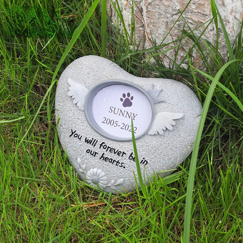 Memorial Stone Heart Plaques Grave Ornaments - Personalised Grave Decoration White & Silver Plaques With Feather- Outdoor Memorial Plaques 15 X 15cm (Mum & Dad