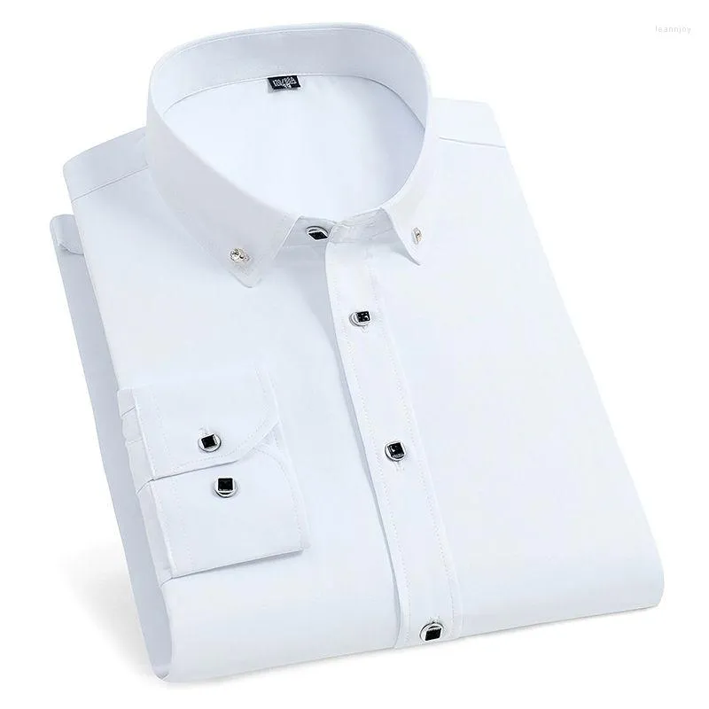 Chemises décontractées pour hommes Hommes Boutons de manchette français Chemise Couleur pure à manches longues Marque masculine Slim Fit Robe de manchette