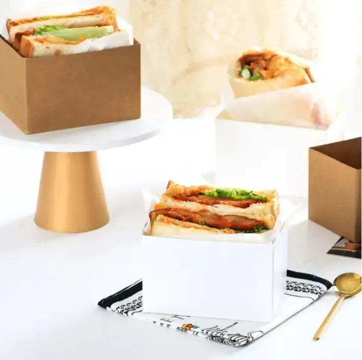 Gift Wrap Food Hamburger Wrapping Box Oilproof Cake Sandwich Bakery Bread Breakfast Wrapper Paper For Wedding Party Supply