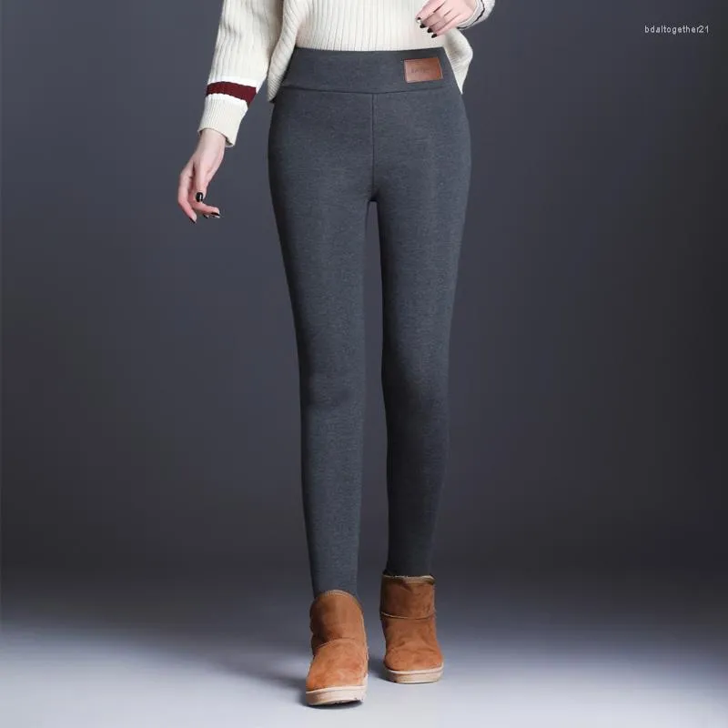 Pantalones de mujer Otoño Invierno mujer cintura alta grueso cálido elástico calidad moda pantalones ajustados tipo lápiz de gran tamaño DURIKIES