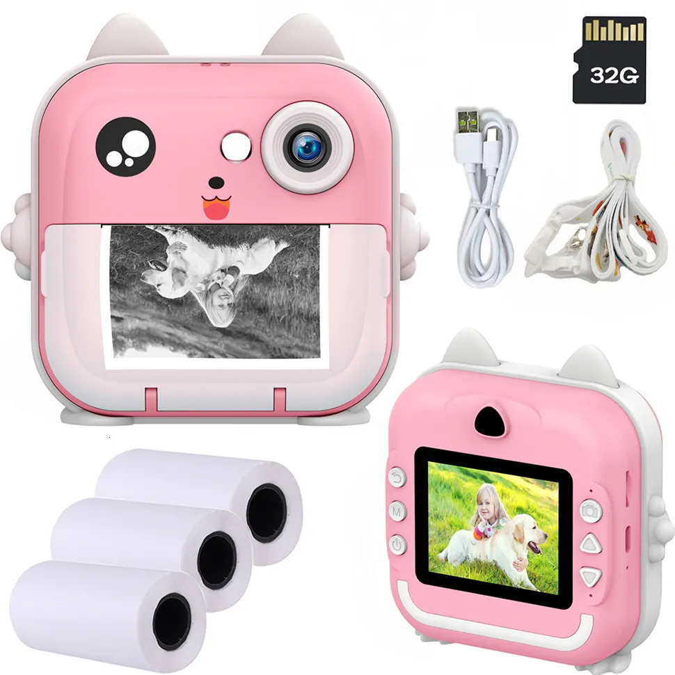 Caméras jouets enfants caméra impression instantanée Po Mini vidéo numérique pour avec papier zéro encre 32G TF carte jouets éducatifs cadeau 230911