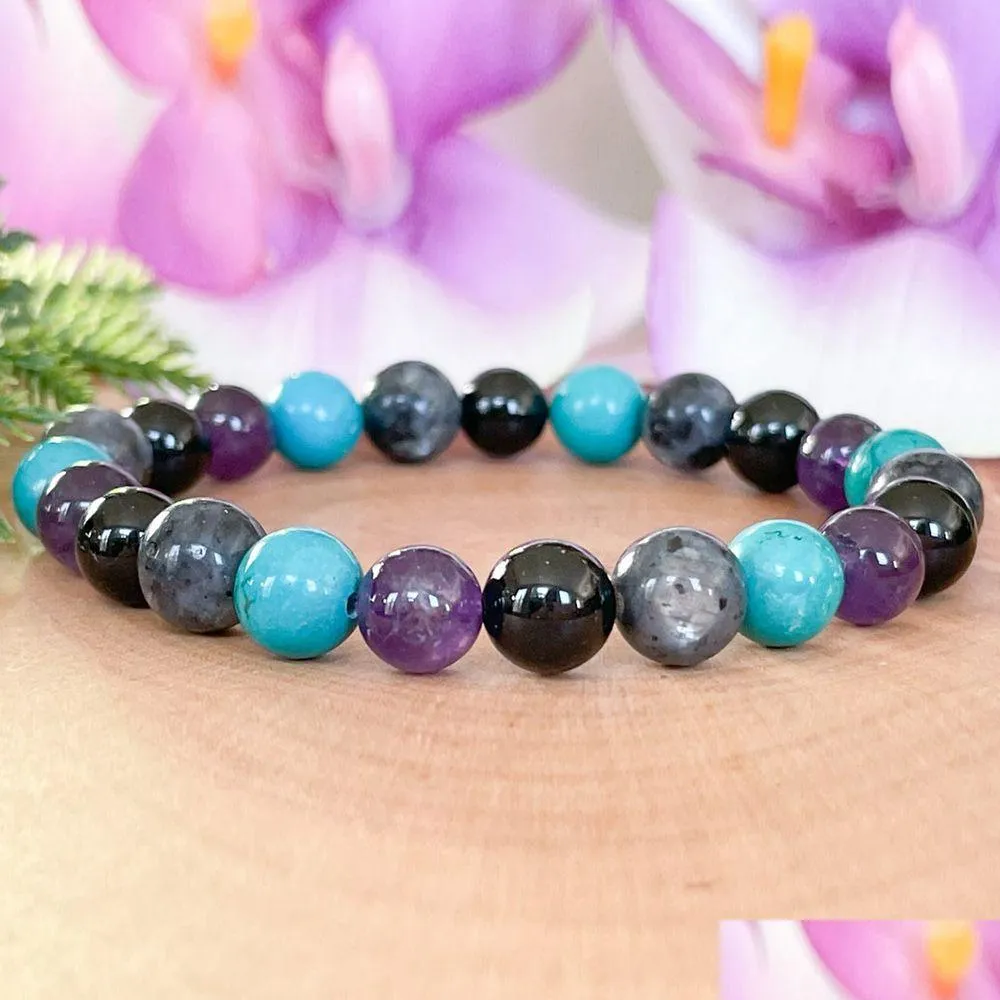 Beaded Mg1498 Strand Sagittarius Zodiac Gemstone Bracelet Turquoise Amethyst Black Tourmaline Labradorite Healing Crystal Je Dhgarden Dh3Hr