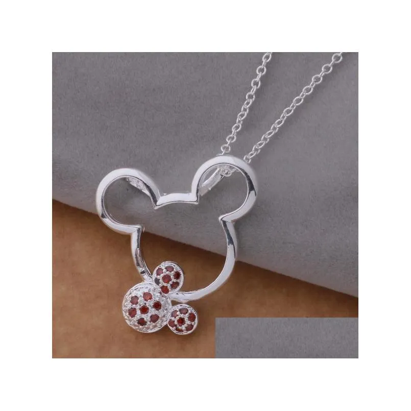 Pendant Necklaces Selling Brand Necklace With Zircon Plated 925 Sterling Sier Cute Mouse Is The Best Gift For Girls Top Quality Drop D Dhcek