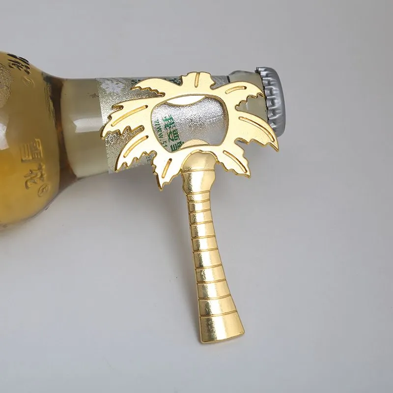 Wedding Favors Coconut Palm Tree Breeze Gold Alloy Beer Bottle Opener Party Gifts Supplies DHL 