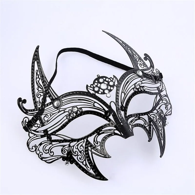 Metal Rhinestone Black Party Masks Venetian Masquerade Mask Costume Ball Event Wedding Party Mask Wedding Supplies