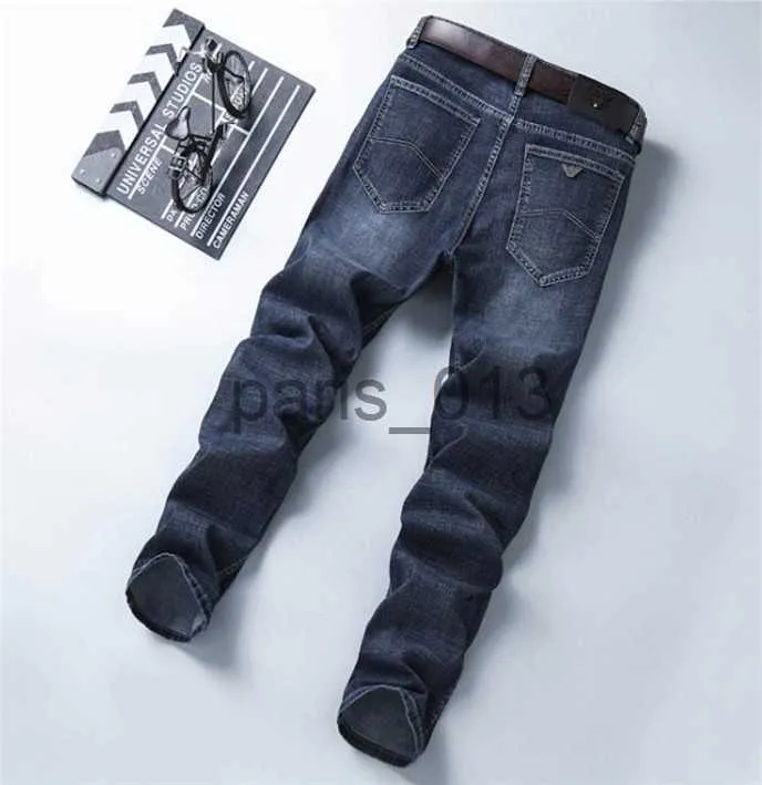 Heren Jeans Mode-Luxe Print Designer Heren Stretch Jeans Lente Lange Rechte Mid Taille Heren Jeans Homme kleding x0911