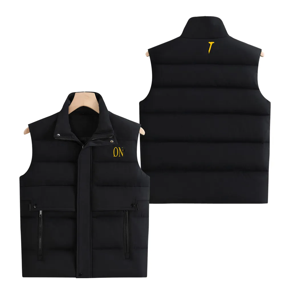 Haute qualité Designer Down Vest Vestes de poche Femmes Parkas Vêtements d'extérieur Automne Down Designer Biker Gilet en cuir Col montant Fermeture à glissière courte Plume de canard blanc