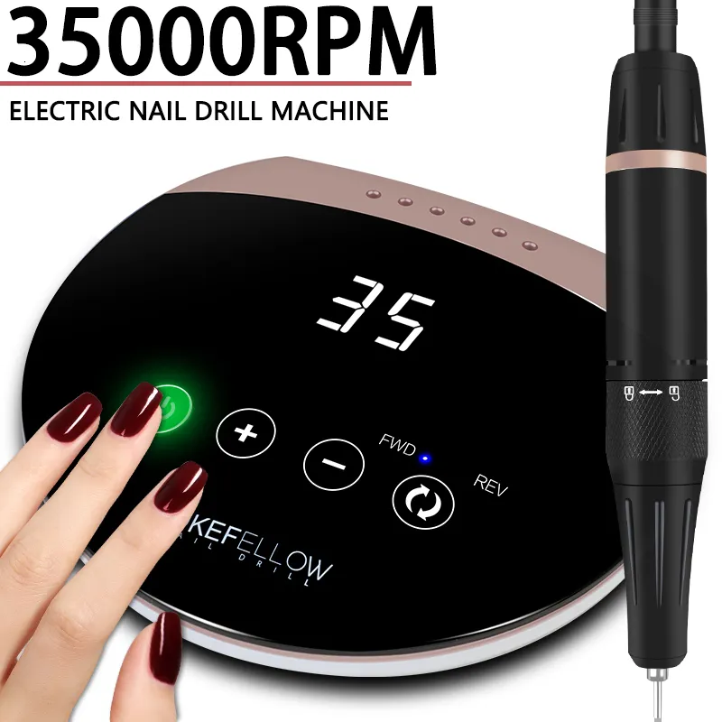 Prego manicure conjunto 35000 rpm máquina de broca elétrica com interruptor toque fresa para acrílico gel polonês lixadeira diy unhas 230911