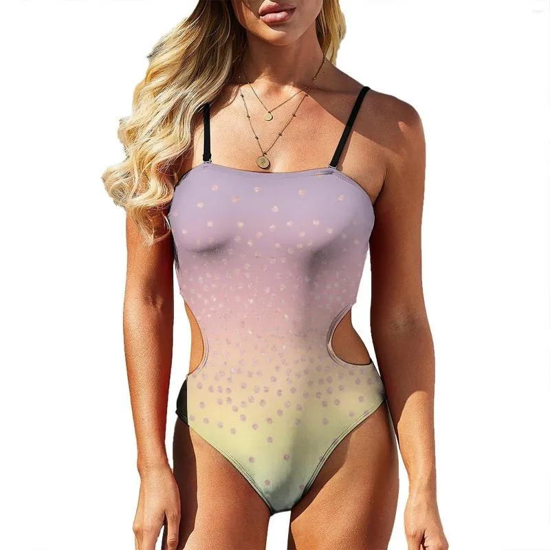 Costume da bagno da donna Costume da bagno con stampa glitter oro Costume intero sexy rosa elegante Costume da bagno push up sportivo Abbigliamento da spiaggia grafico