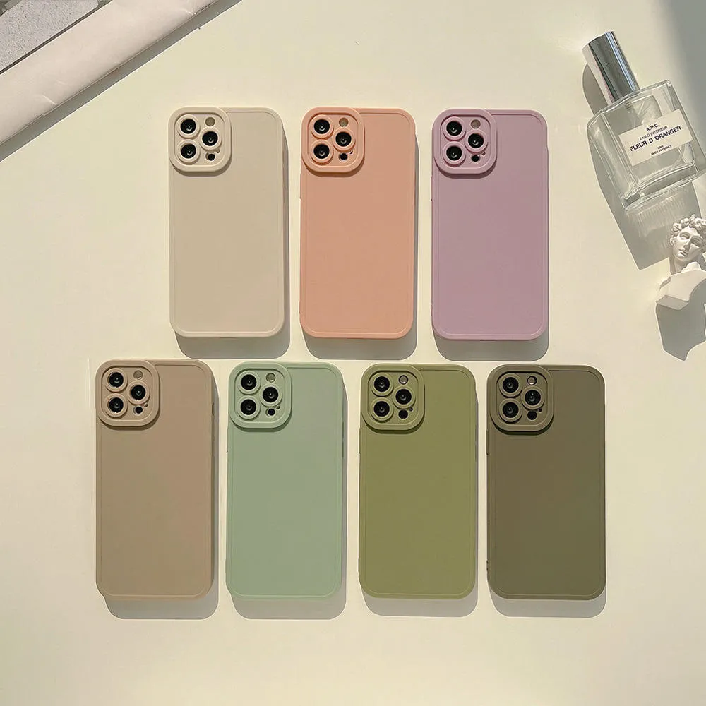Candy Renk Silikon Mat Cep Telefonu Kılıf Aksesuarları İPhone 14 için Yumuşak TPU Kapağı 11 12 13 Pro Max XR XS Max 8 7 Pluspopular