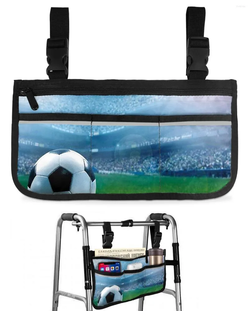 収納バッグサッカースポーツスタジアムサッカー車椅子バッグ付きアームレストサイド電気スクーターウォーキングフレームポーチ