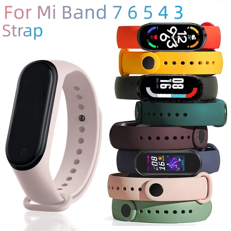 Strap for Mi Band 7 6 5 4 3 Bracelet Xiaomi Mi Band Strap Silicone Sport Watchband for Wristband Replacement Wristband