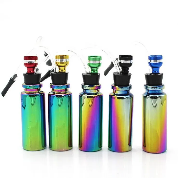 ice blue Color Glass Bottle PIPE Hookahs Water Bong Smoking Jamaica Pipe With Hose Tobacco Cigarette Herbal Pipes Tools Accessories ZZ