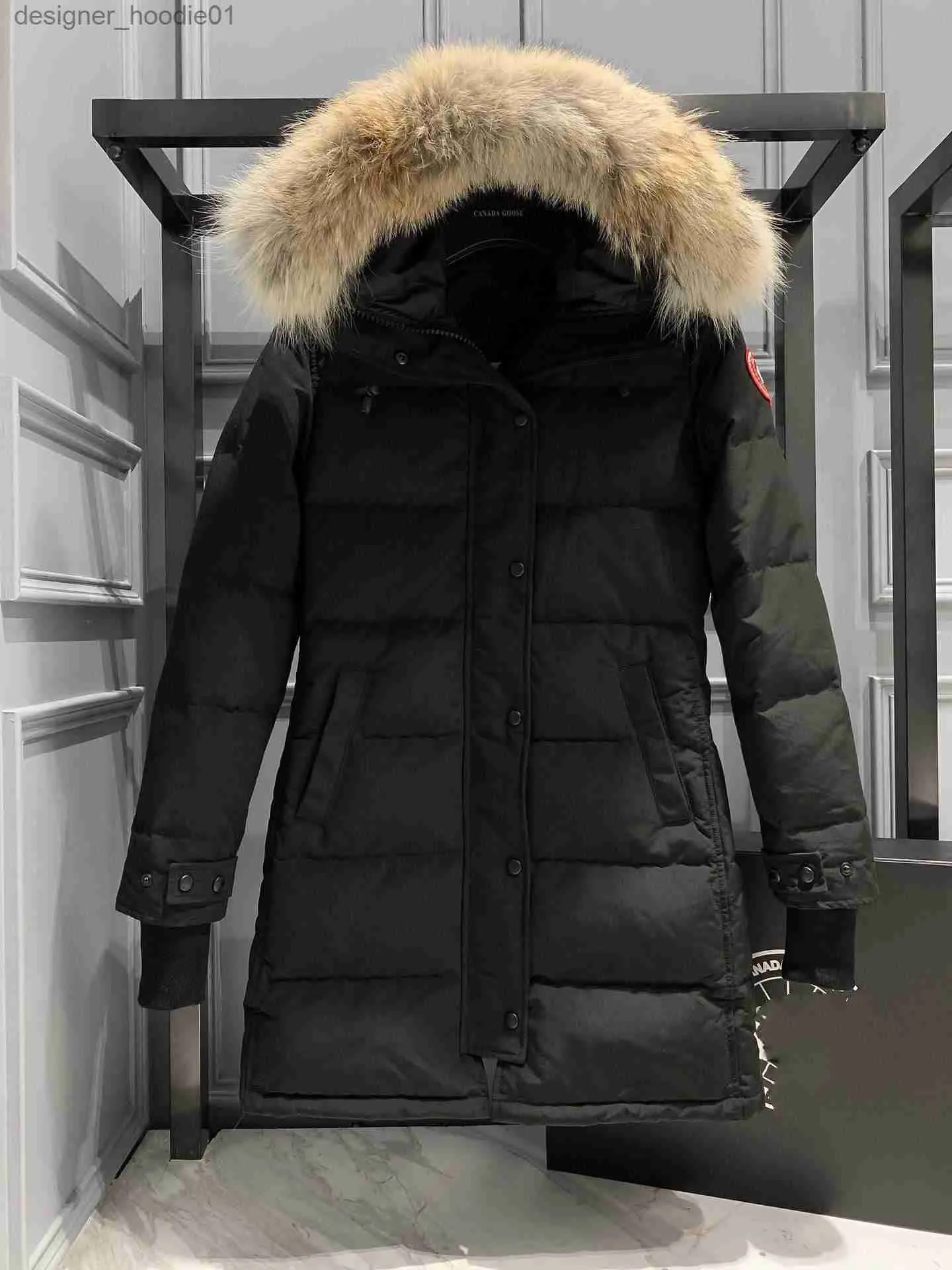 Mäns ner Designer Canadian Mid Length Version Puffer Down Womens Jacket Down Winter Thick Warm Coats Womens Windproect Streetwear C1 L230911