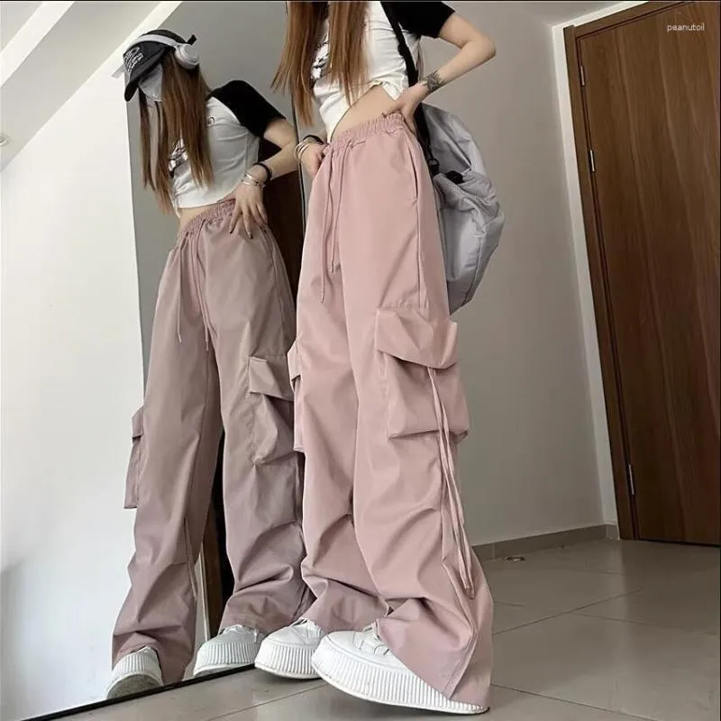 Women's Pants Retro Overalls In Summer High Waist Tube Wide Legs Loose Quick-drying Girls Casual Versatile Straight Trousers