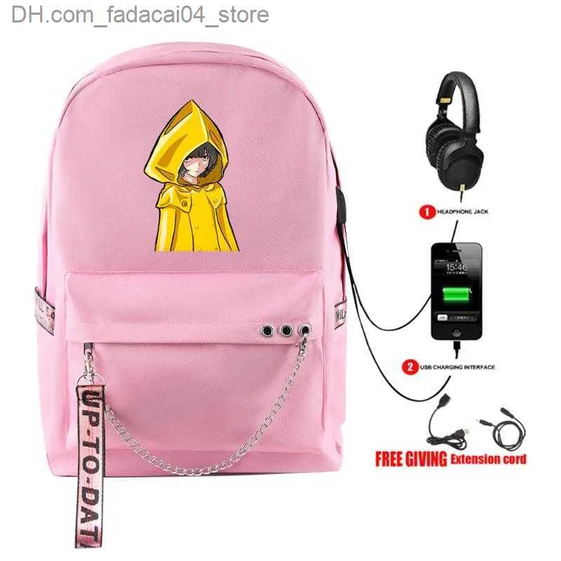 Backpack Backpack Fashion Harajuku Print Little Nightmares 2 Bag USB Rechargeable Schoolbag Women039s Travel Creative Boys Girls Laptop5898813 Q230905