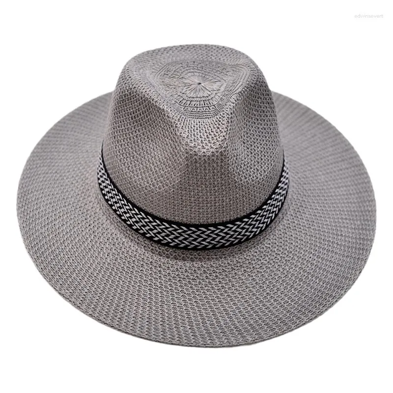 Wide Brim Hats Big Sunshade Sunhat With Windproof Rope Cowboy Hat