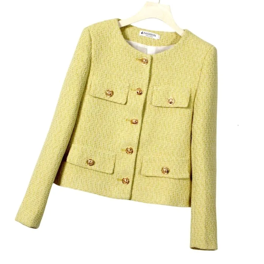 Manteau de créateur femmes qualité originale vestes femmes simple boutonnage court pour les femmes Vintage élégant noir O cou Tweed vêtements d'extérieur dames manteau vêtements d'hiver