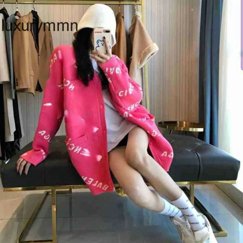 Herrdesigner Paris Hoodies Sweaters Balencigs Home's Fashion Versatile New Fashion Brand Letter Jacquard Sticking Cardigan tröja 92nn 5GBT