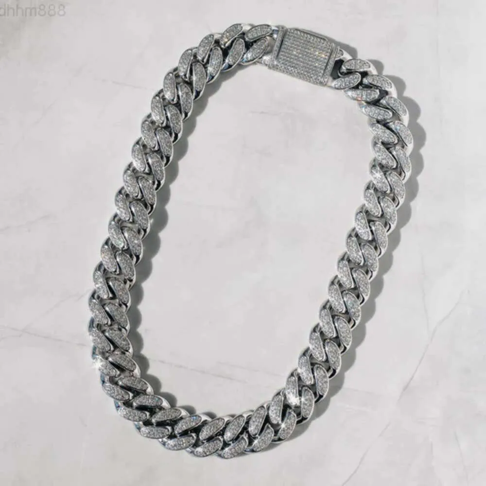 Collana con diamanti Moissanite per uomo Prezzo di produzione Bracciale con diamanti Vvs di lusso Catene cubane Gioielli personalizzati Hip Hop in oro bianco 18 carati