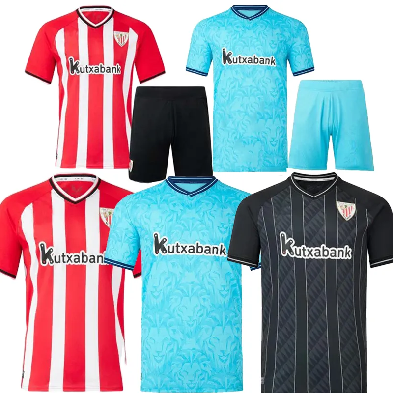 2023 2024 BERENGUER Club Soccer Jerseys 23 24 VILLALIBRE UNAI LOPEZ MUNIAIN Athletic Bilbao Home Away WILLIAMS RAUL GARCIA Camisas de futebol Kids Kit