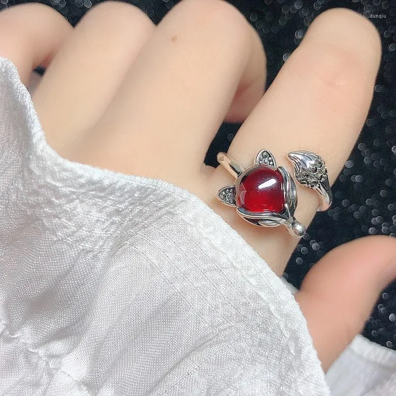 Cluster Rings XS Garnet Women's Ring Vintage Food Red Corundum Justerbar