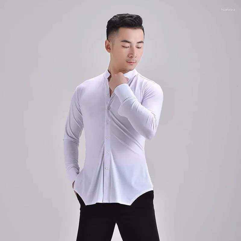 Stage Wear Adult Man Boys Latin Dance Shirt Tops Standard Ballroom Dancing Practice Clothes Salsa Waltz Tango Samba Costumes