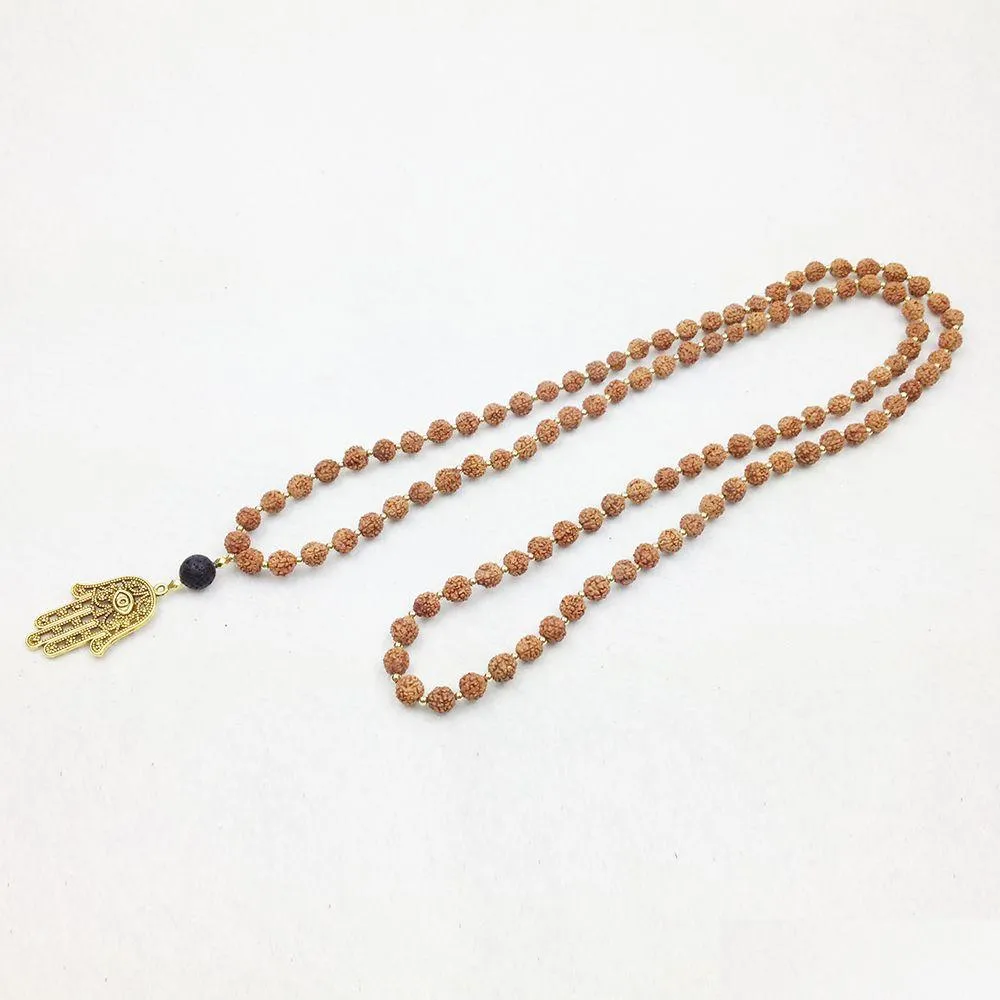 Bärade halsband ST0244 HAMSA Handgjorda malahalsband Yoga Meditation Energi Afrikanska pärlor Drop Leverans smycken hängen Dhgarden Dhd0h