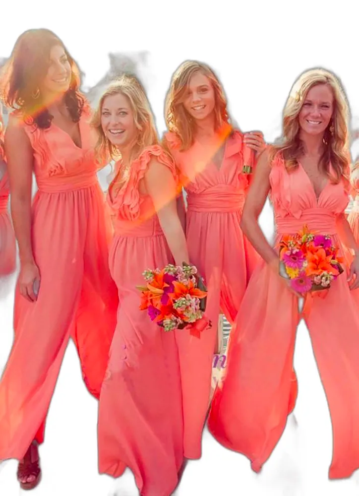 Abiti Da Damigella Donore In Chiffon Di Corallo Il Matrimonio In