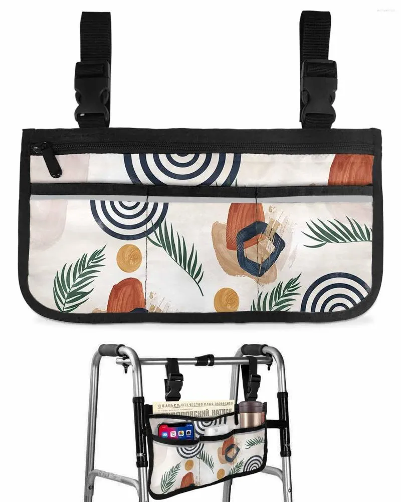 Sacos de armazenamento Boho moderno abstração geométrica bolsa de cadeira de rodas com bolsos braço lado scooter elétrico andando bolsa