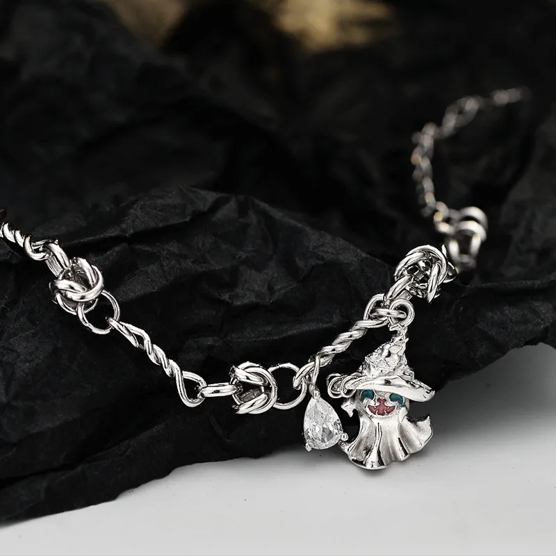 Chapeau magique fantôme bracelet collier bague délicate drôle doux vent frais S925 argent Sterling Zircon ornements à la main conception originale féminine