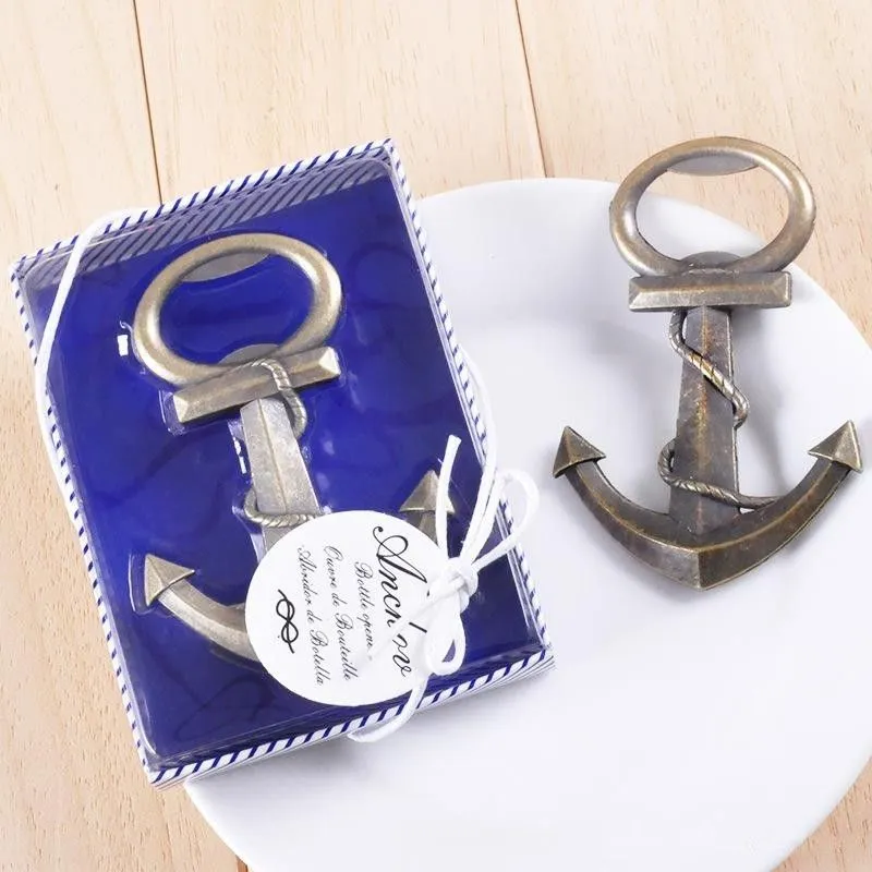 wedding giveaways coppery Anchor Shaped Chrome Bottle Opener In Gift Box bridal favors wine opener