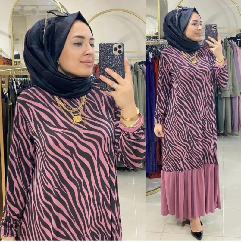 Этническая одежда Ид Рамадан Мусульманская мода с принтом Лоскутное длинное платье для женщин Дубай Абая Ислам Femme Элегантный халат Арабские турецкие кафтаны