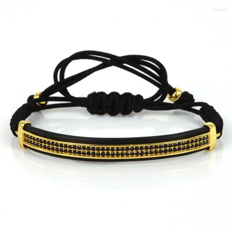 Charm Bracelets Anil Arjandas Jewelry Leather Gold Color& Micro Pave CZ Protecting Riviere Macrame For Men ZZB-37