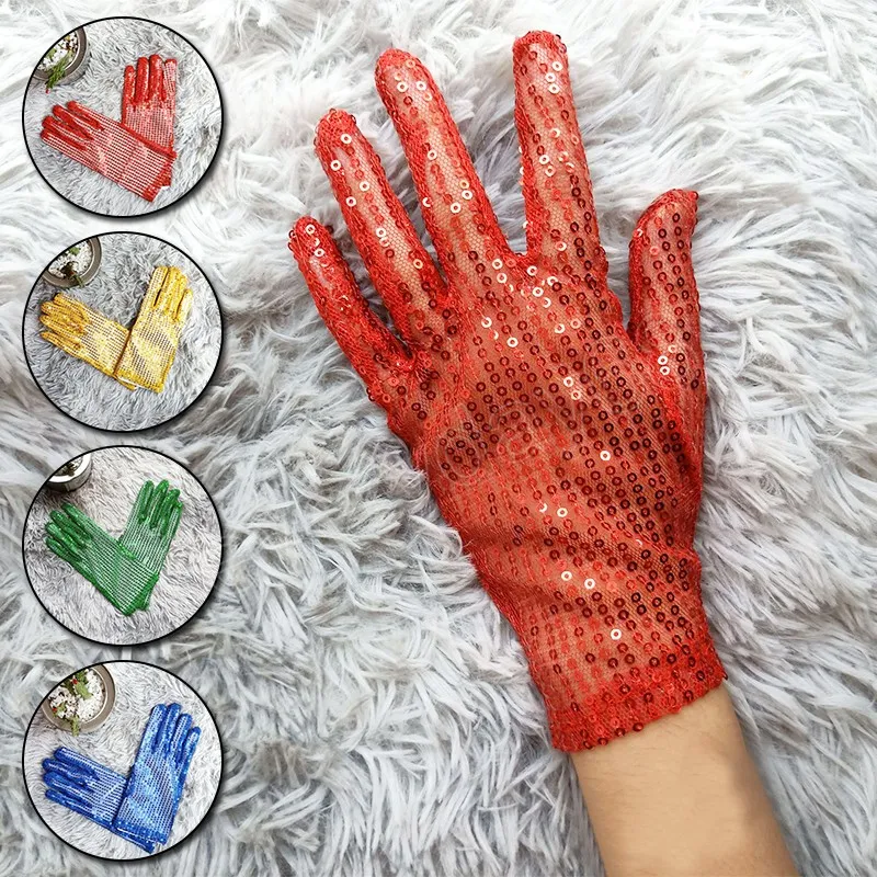 Gants à paillettes pour boîte de nuit, mitaines de scène de danse pour femmes et hommes, à la mode, brillants, à cinq doigts, pour déguisement de fête