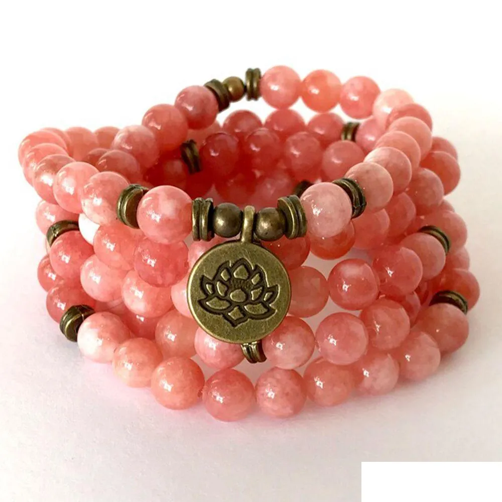 Kościa MG1365 Watermelon Mashan Jade 108 Bransoletka Mala Nowa design Joga Naszyjnik Duchowy uzdrowienie NCE Biżuteria dla kobiet DHGARDEN DH89X