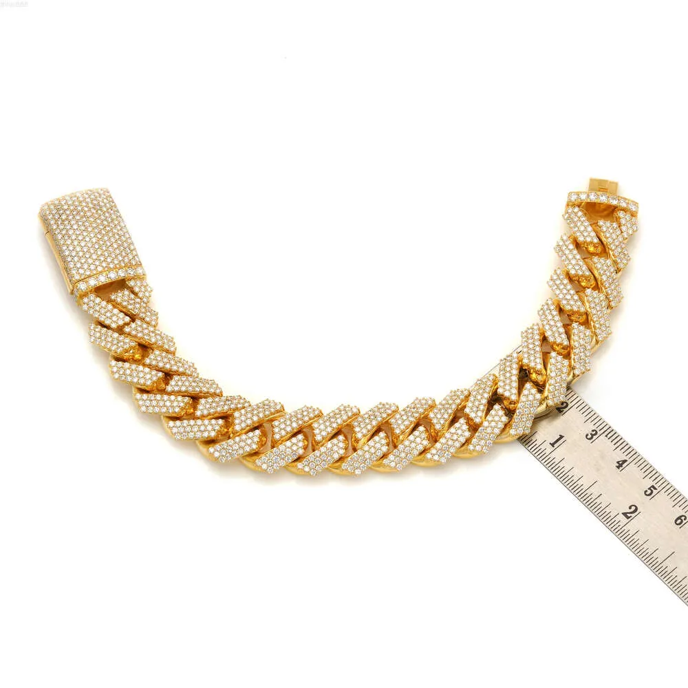 Bracelet à maillons cubains à 4/3 rangées de diamants, serti de diamants personnalisés en argent pour femmes