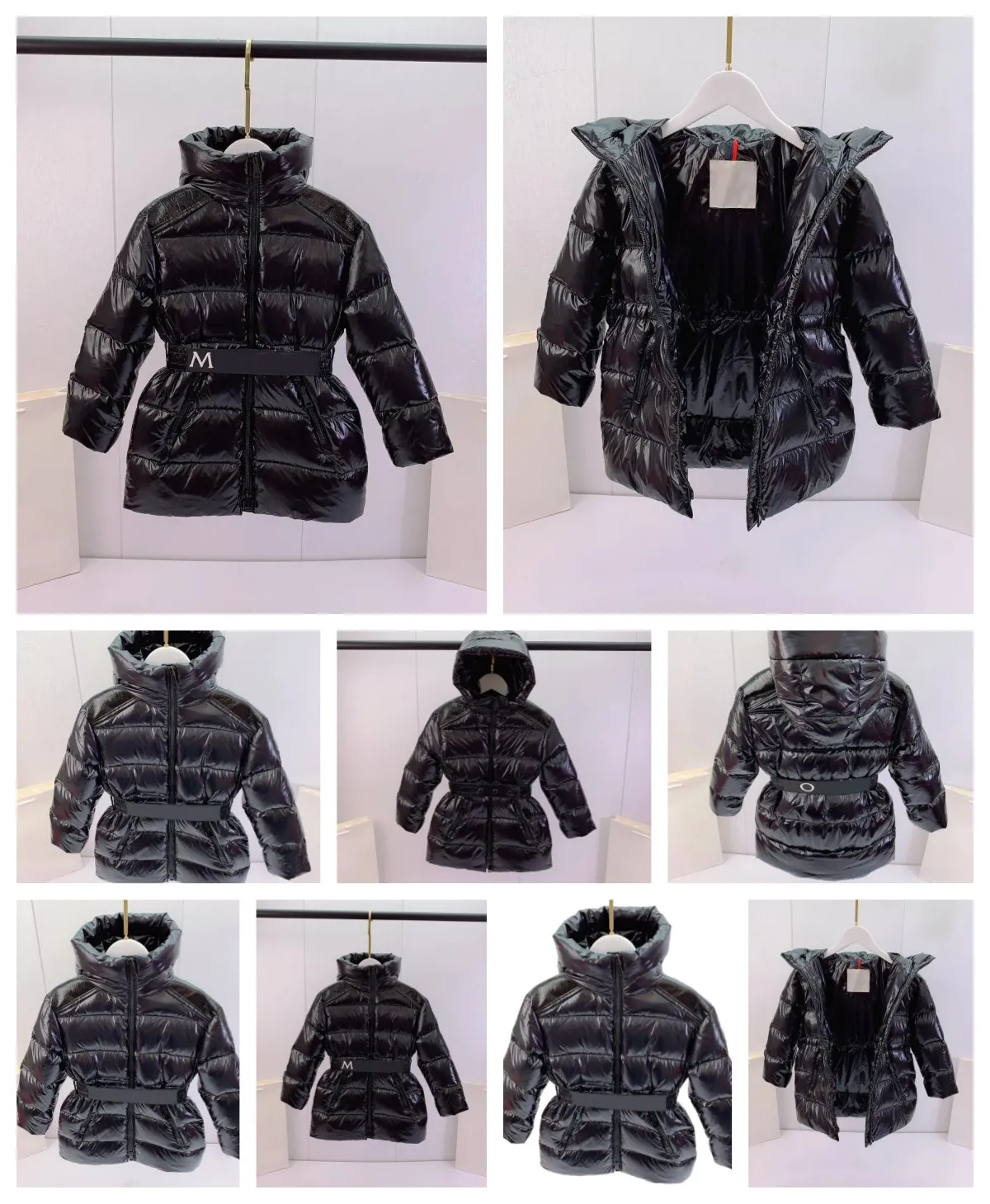 Moda para baixo casaco criança casacos com capuz roupas de bebê crianças para baixo casaco designer grosso quente outwear menina meninas designers cinto longo com letras zíper jaquetas roupas 110-160