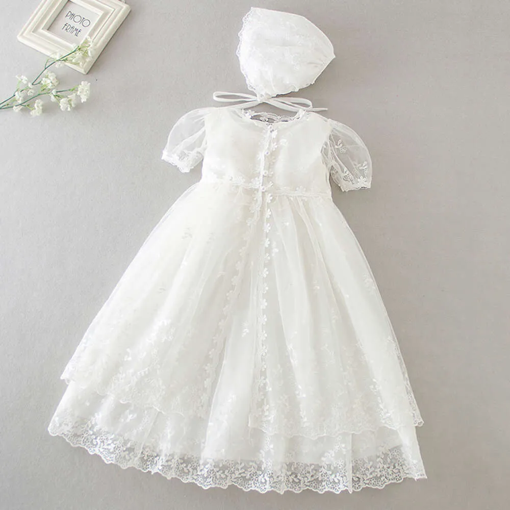 Nowa sukienka dziewczynki roczna sukienka chrztu biała koronkowa niemowlę urodziny przyjęcie ślubne księżniczka sukienka dziecięca odzież 0-24m
