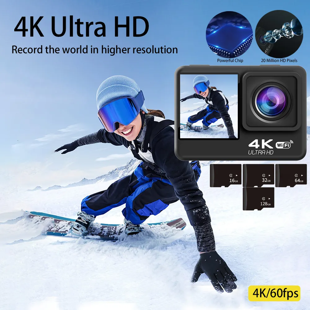 Toy Cameras Action Camera 4K60FPS FullView Ultrahd Touch Screen Waterproof Sport Drive Recorder Sport Hjälm 231008