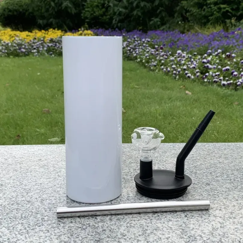 Wholesale Sublimation Hookah Tumblers 20oz Fatty Cup With Smoking Lid Glass Bowl Blank White