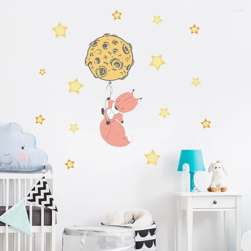 Наклейки на стену с мультяшными звездами для детской комнаты, украшения, детские наклейки, декор, съемные фрески, детские постеры