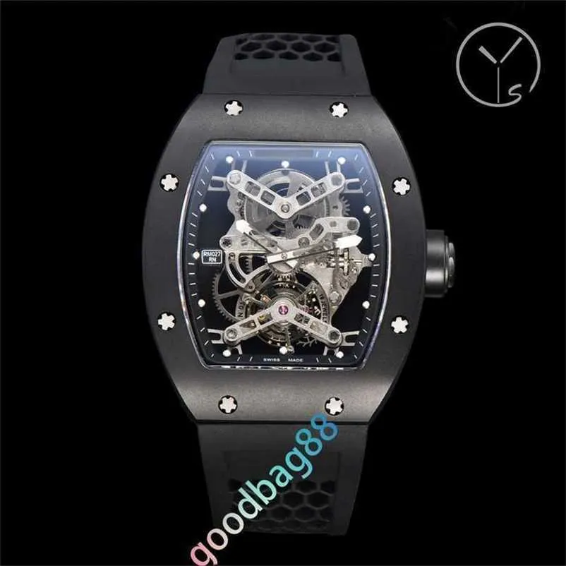 Orologi di design Riichardsmilers Factory 43x50mm Limited RM027 Edizione Tourbillon originale Quadrante in titanio Movimento tourbillon personalizzato Rafael con scatola LY