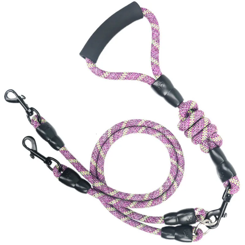 Colliers pour chiens Laisses 2/3/4 en 1 Laisse pour chien Coton Lin Réfléchissant Amovible Chaîne de corde multi-têtes Fournitures pour animaux de compagnie pour grands chiens de taille moyenne et petite 230911