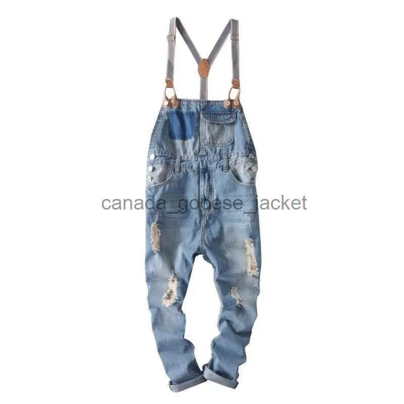 Męskie dżinsy dżinsowe dżinsy Hip Hop Streetwear BIB Pants Ogólnie dżinsowe mody kombina