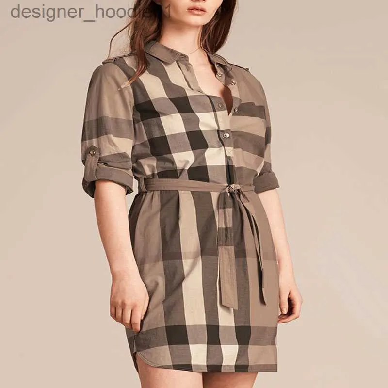 Basic Casual Dresses Women Shirt Dresses Fashion Slim Classic Pattern Silm 23SS Dresses Womens Clothing Simple 5 Colors L230911
