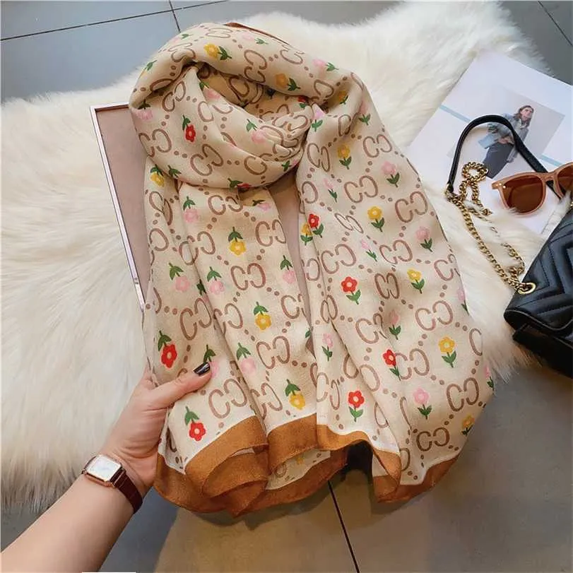 10% OFF Sen series reducing age small flower thin cotton linen women's matching clothing warm silk scarf spring and autumn shawl dual use
